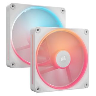 Corsair iCUE LINK LX140-R 140mm PWM Reverse Blade RGB Case Fans (2-Pack), 18 RGB LEDs, Magnetic Dome Bearing, 2000 RPM, iCUE LINK Hub Included, White