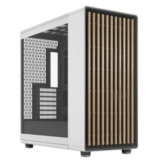 Fractal Design North XL RC Chalk White (TG Clear) Case w/ Clear Glass Window, ATX, 3 PWM Fans, USB-C, Oak Front, Reverse Connector/Asus BTF Compatible