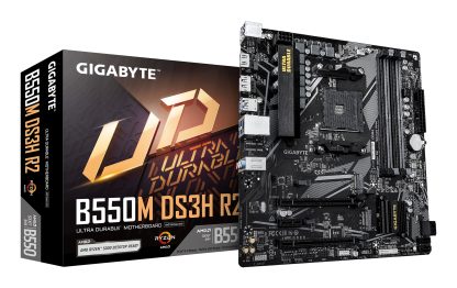 Gigabyte B550M DS3H R2 AMD AM4 Socket Micro ATX Motherboard, Dual Channel DDR4, 4x DIMMS, 2x M.2 slots, including PCIe 4.0 x1