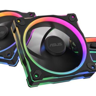 Asus Prime MR120 ARGB Reverse Blade 120mm PWM Case Fans (3 Pack), Sleeve Bearing, 28mm Frame, Dual-Sided Lighting, 1600 RPM, Black