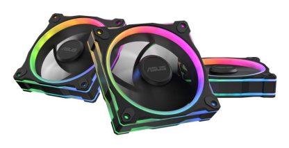 Asus Prime MR120 ARGB Reverse Blade 120mm PWM Case Fans (3 Pack), Sleeve Bearing, 28mm Frame, Dual-Sided Lighting, 1600 RPM, Black