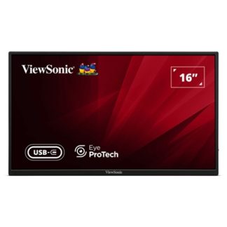 Viewsonic VA1650 16 inch USB-C Lightweight Portable IPS Monitor, Full HD, 60Hz, HDMI (v1.4), VESA, Built in Foldable Stand